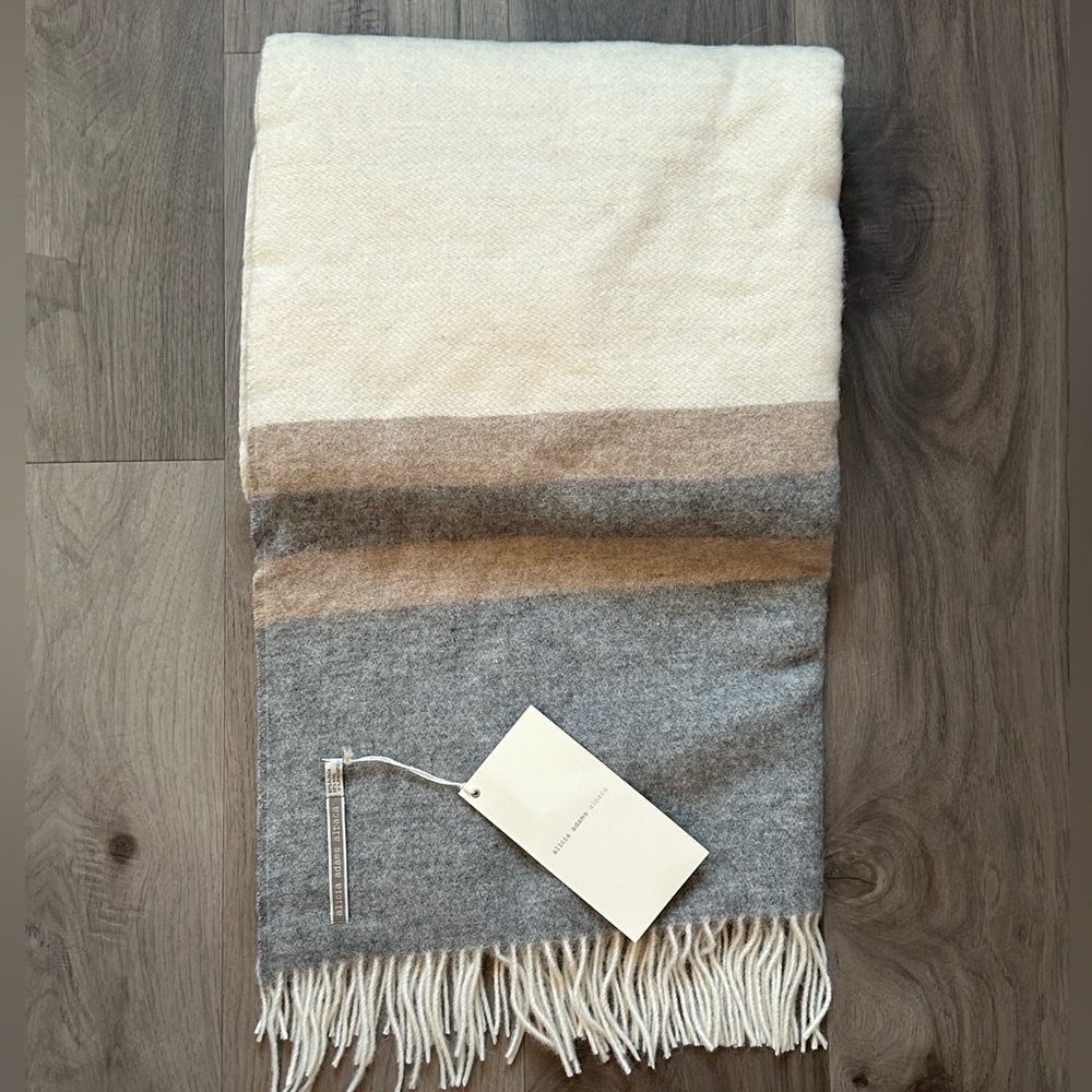 Alicia Adams Alpaca Cream, Brown, and Gray Throw Blanket